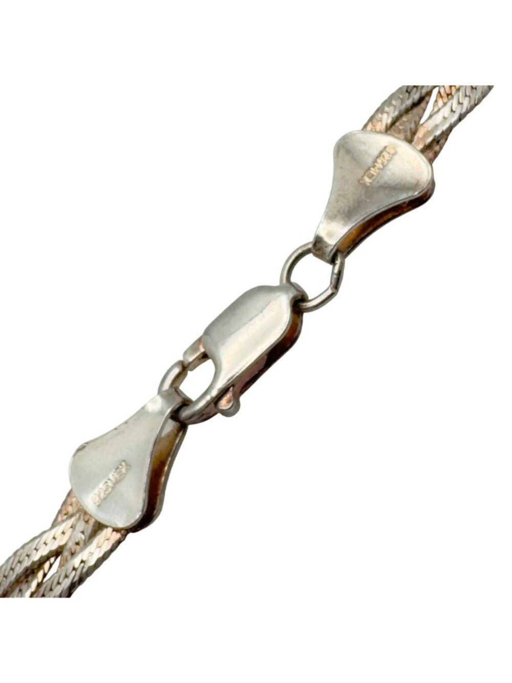 Vtg Mexico 925 Sterling Silver Braided Herringbone Necklace Lobster Clasp 21 - Picture 9 of 9